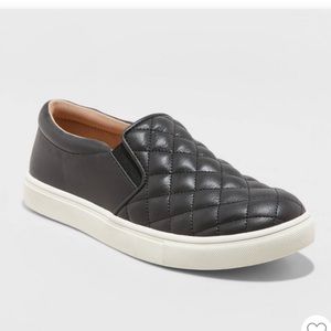 Black slide on sneakers